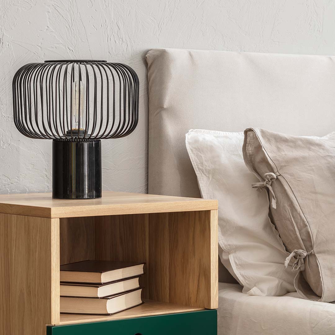 Unique lamp on a bedside table