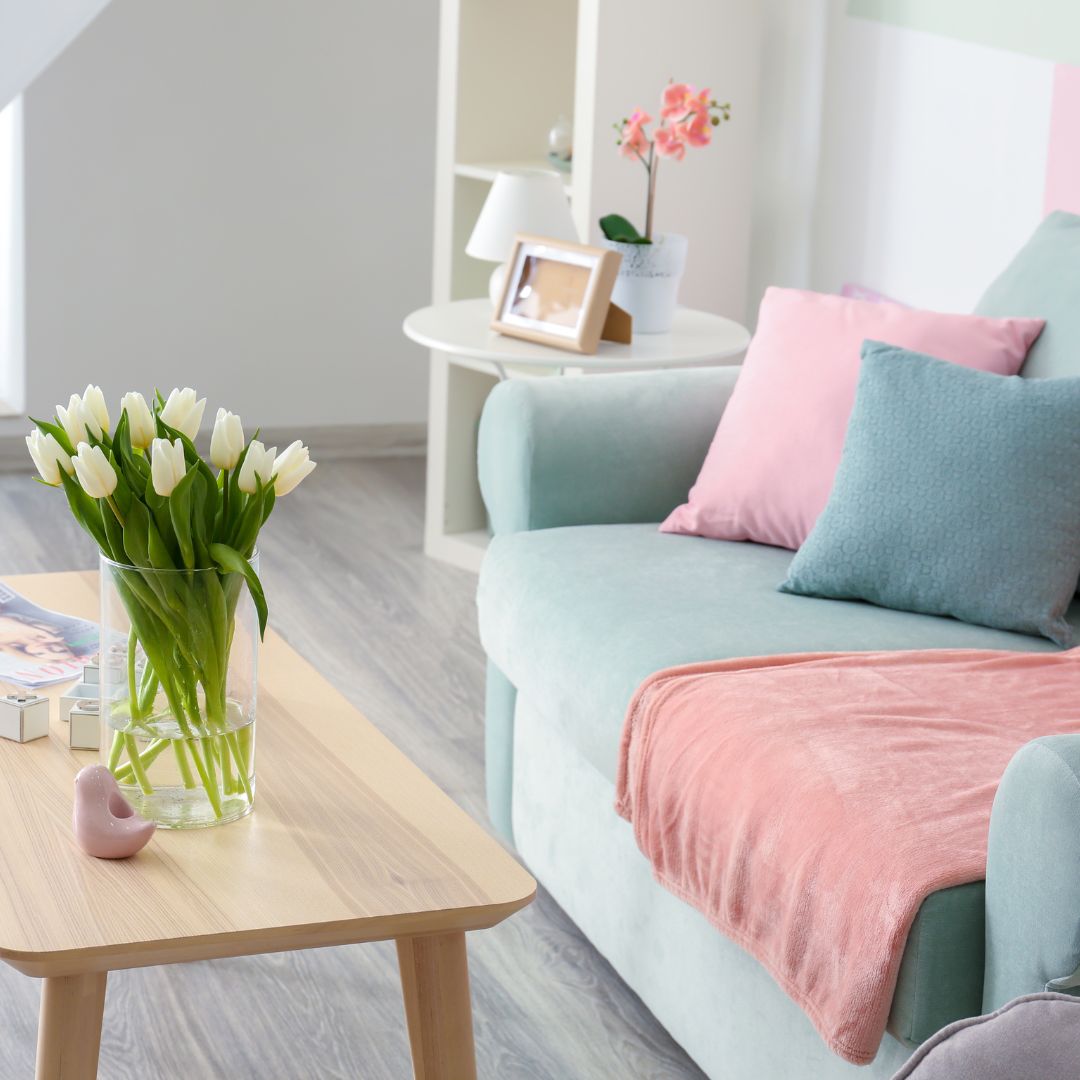 spring flowers and pastels in home