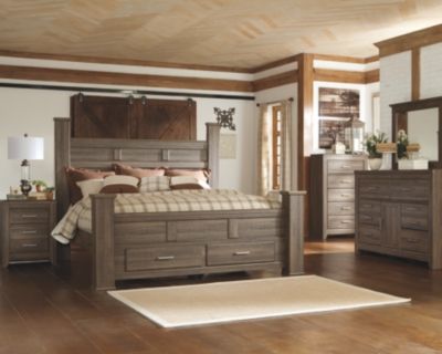 juararo queen poster bed with 2 storage drawers